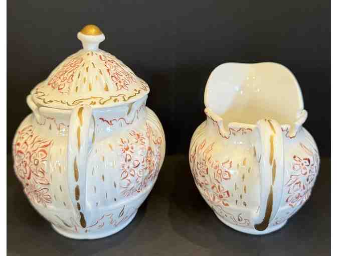 KT&K Lotus Ware Cream & Sugar Bowl