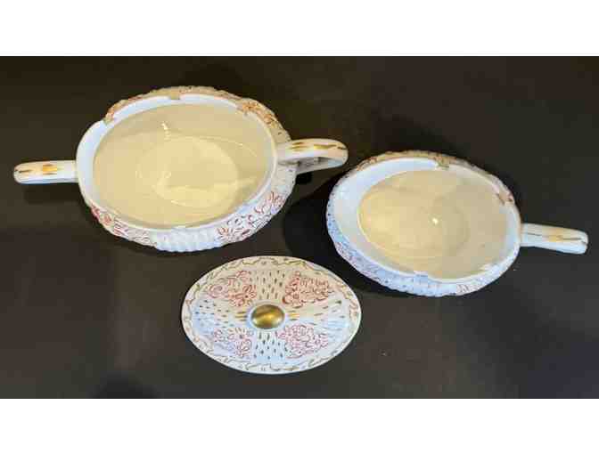 KT&K Lotus Ware Cream & Sugar Bowl