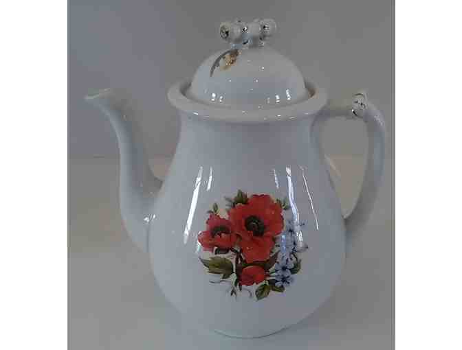 East Liverpool Pottery Co Cable Teapot Floral