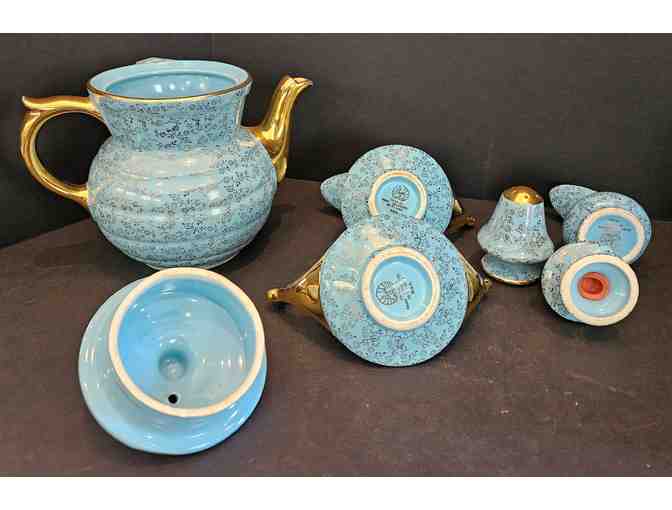 Pearl China 7 pc Set Blue Teapot & Assort