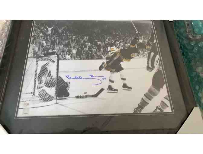 AUTOGRAPHED BOBBY ORR 'FLYING THROUGH THE AIR' PHOTOGRAPH