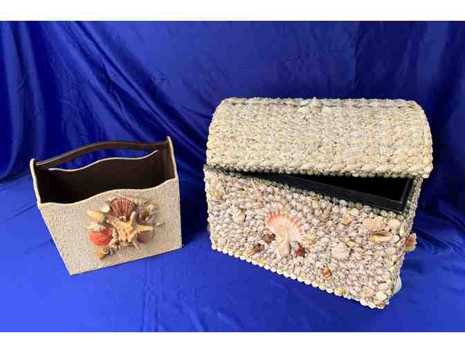 Intricate Sea Shell Storage Chest Magazine Holder