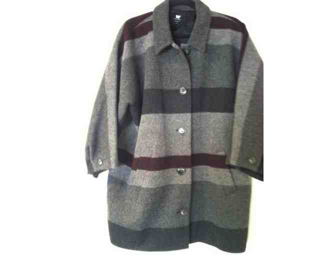 Woman's Maroon/Gray/Graphite Striped Woolen Coat size L