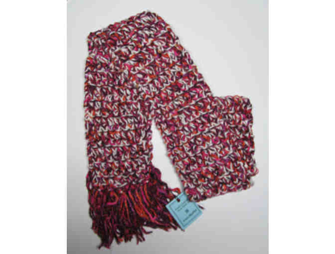 Colorful Hand Crocheted Fringed Scarf