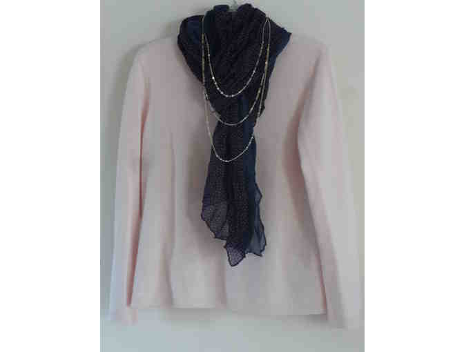 Navy Scarf and Necklace
