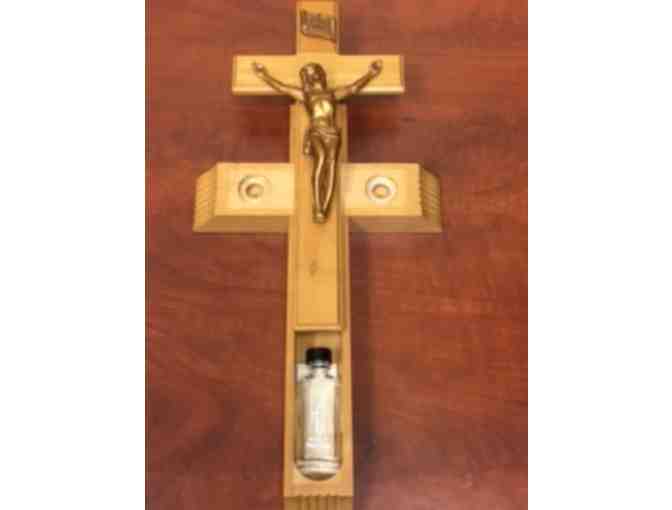 Sick Call Crucifix with Holy Water/Candle Inside