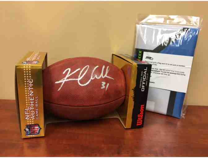 Authentic NFL Game Ball signed by #31 Kam Chancellor 'Super Bowl XLIX Edition' & Flag