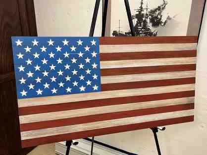 Battleship NJ Teak US Flag