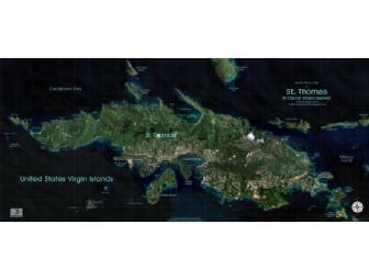 Aerial Map of St. Thomas printed on canvas by Greg Damron
