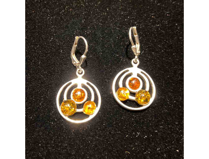 Charming Sterling and Amber Earrings