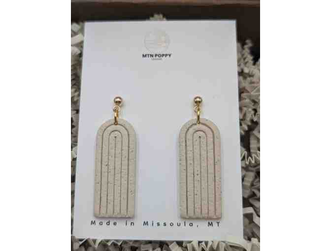 Cream Embossed Arch Earrings