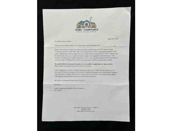 Amusement Park - Lake Compounce - 2 Tickets (Free Admission)