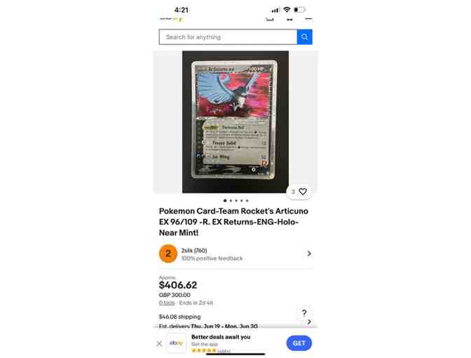 Pokemon (Ultra Rare, 2004, Hologram) - Articuno Ex - Mint, never played