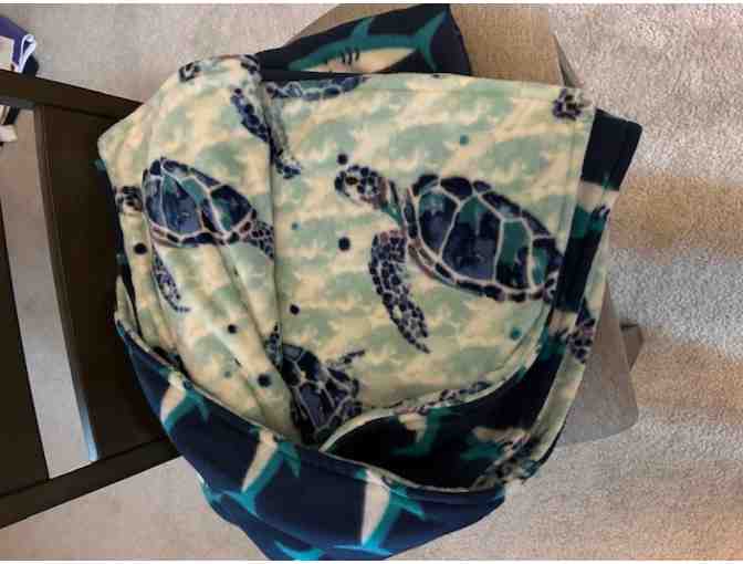 1 BLANKET: Shark + Turtle (Reversible, Handmade, BIG Size, 76' x 60')