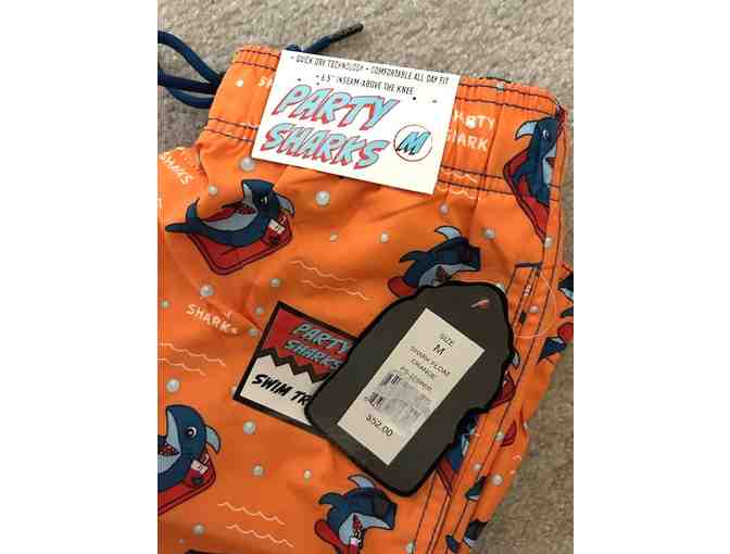 Swim Suit: SHARK ORANGE (Small, Party Sharks, New)