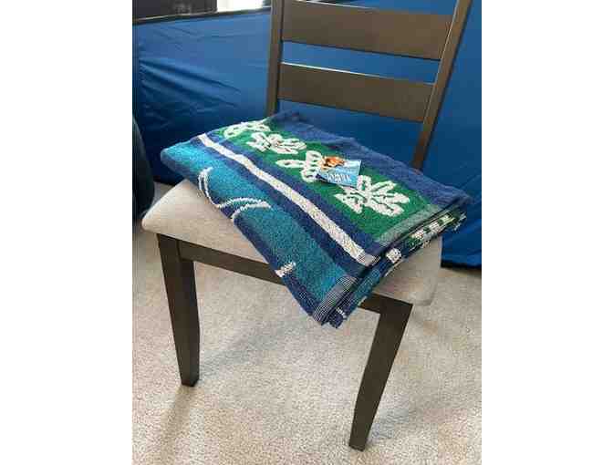 BEACH Towel (FISH, Aqua) - REVERSIBLE, Oversized 72' x 36'