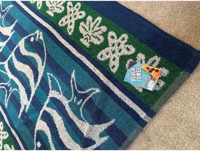 FISH: Beach TOWEL (Reversible, AQUA, Super-sized)