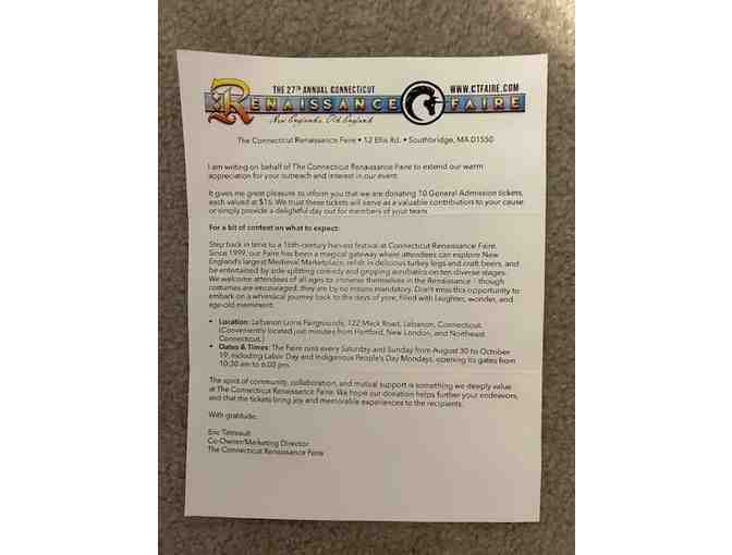 RENAISSANCE FAIRE: 2 Free Passes (Any Date, CT, Fall 2025)