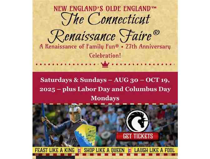 RENAISSANCE FAIRE: 2 Free Passes (Any Date, CT, Fall 2025)