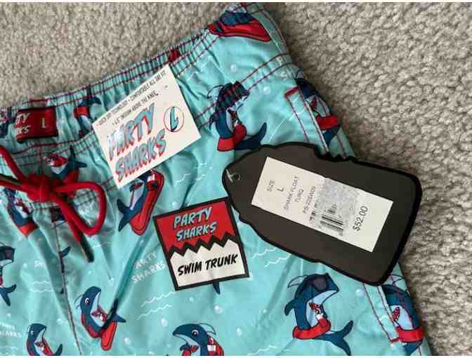 Bathing Suit: SHARK BLUE (Medium, Party Sharks, New)