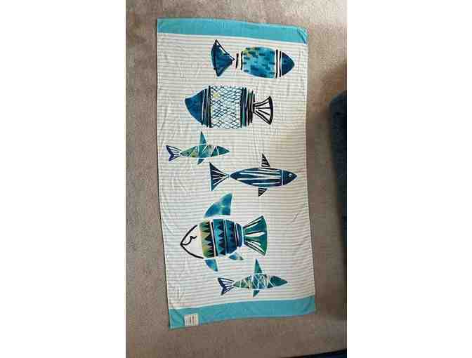 2 FISH TOWEL: Oversized, Blue/White (72" x 36") - Photo 1