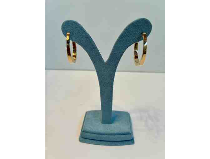 14K Yellow Gold Tapered Hoop Earrings - Photo 1