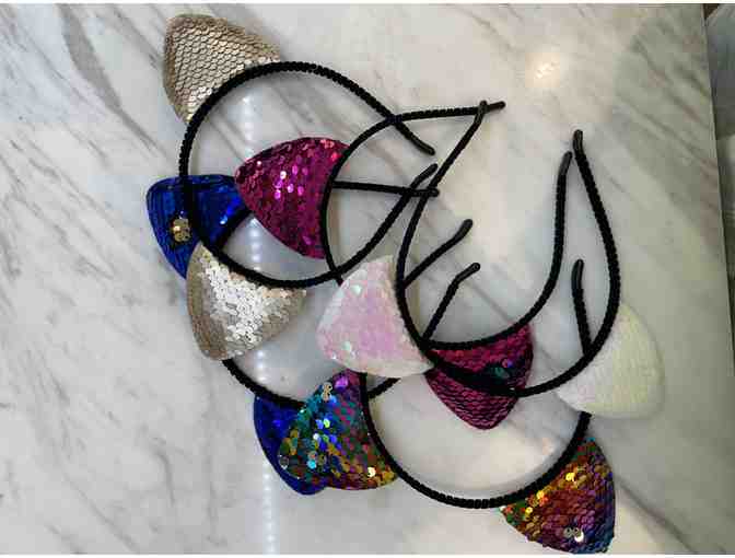 5 Cat Ear sequined headbands- various colors