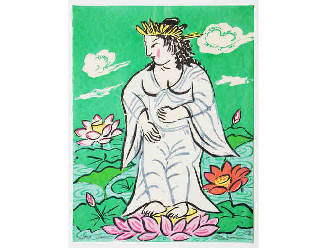 Mayumi Oda: 'Lotus Mother' Signed and Numbered Hand-Pulled Silkscreen Print