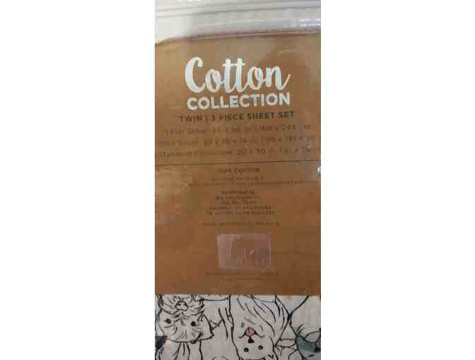 Cotton Collection Twin Sheet Set-Dogs and Cats - Photo 1