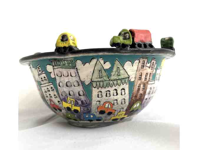 Whimsical Artisan City & Country Bowl