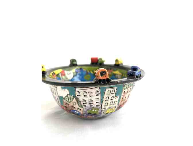 Whimsical Artisan City & Country Bowl