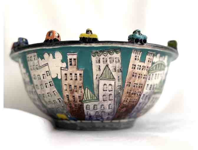 Whimsical Artisan City & Country Bowl