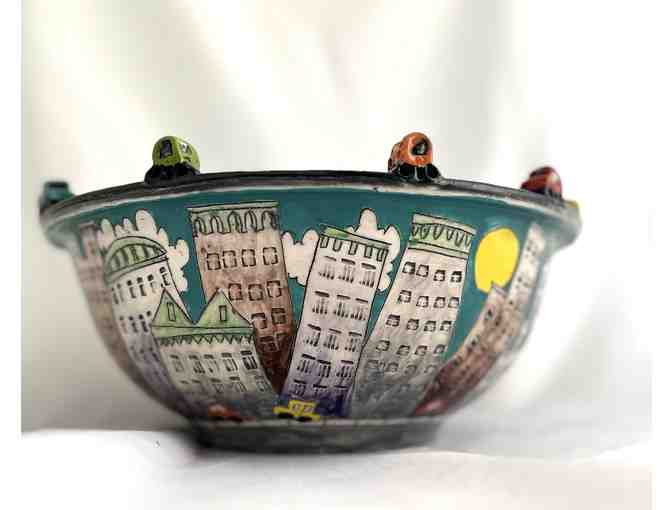 Whimsical Artisan City & Country Bowl