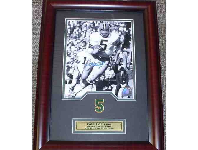 Paul Hornung -8'X10' photo autographed, framed with laser cut double suede matted