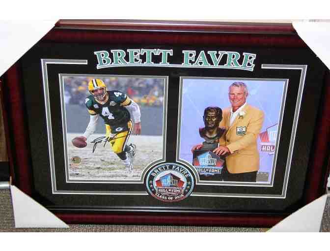 Brett Favre- 2-8'X10'photos-one action shot and one image from 2016 Hall Of Fame Ceremony