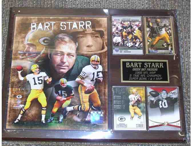 Bart Starr - 12X 15' plaque with 8x10 photo, cards and engraved plate