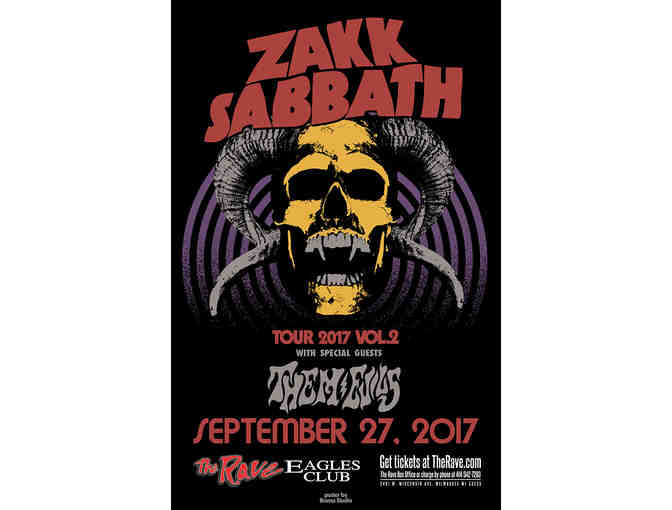 Four (4) tickets to see Zakk Sabbath, WEDNESDAY, SEPTEMBER 27, 2017