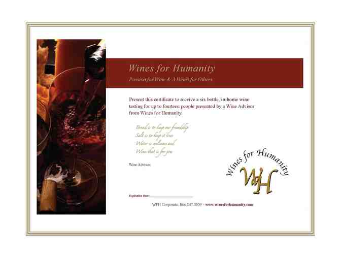 6 Bottle In Home tasting for up to 16 - presented by Wanda Beck from Wines for Humanity