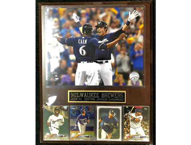 Brewers - 12' X 15' plaque, 2018 Division Champs 8'x10' photo, cards and engraved plate