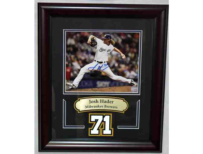 Josh Hader - 8X10 photo autographed, framed with laser cut double matted