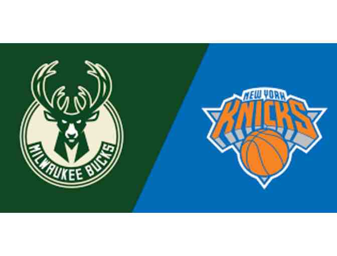 Two Tickets to Bucks vs NY Knicks, Dec 2, 2019 @ 07:00 pm, SEC 115 | ROW 18 | SEATS 13-14