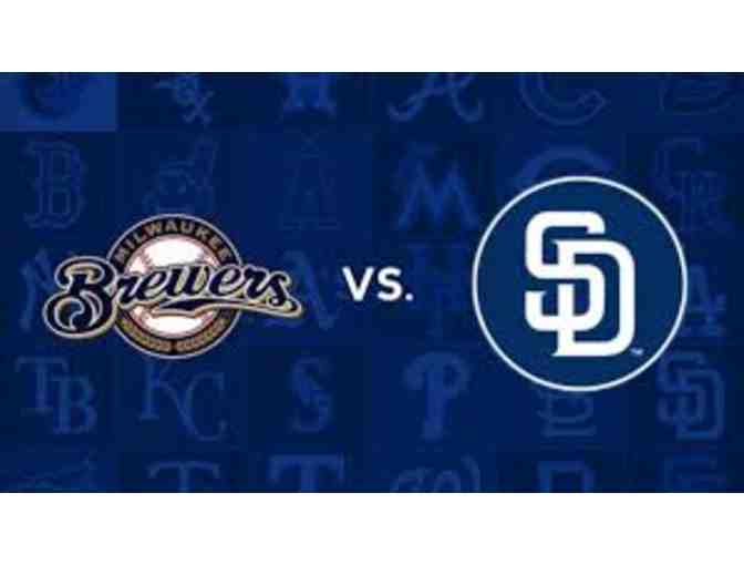 Brewers Vs Padres, Sept. 18, 6:40 pm |Sec 428|Row 13|Seats 17-20, $15 Pizza Shuttle Cert