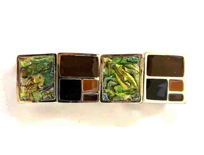 A Geometric bracelet inspired by modernist architecture, of abalone shell