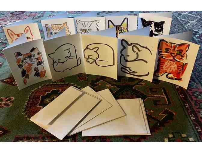 Set of 10 Cat Cards from Original Drawings, with Envelopes