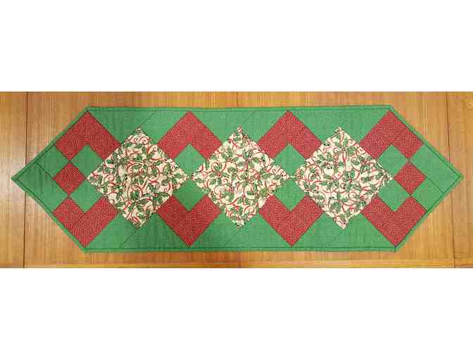 Holly Berry Holiday Table Runner, Handcrafted