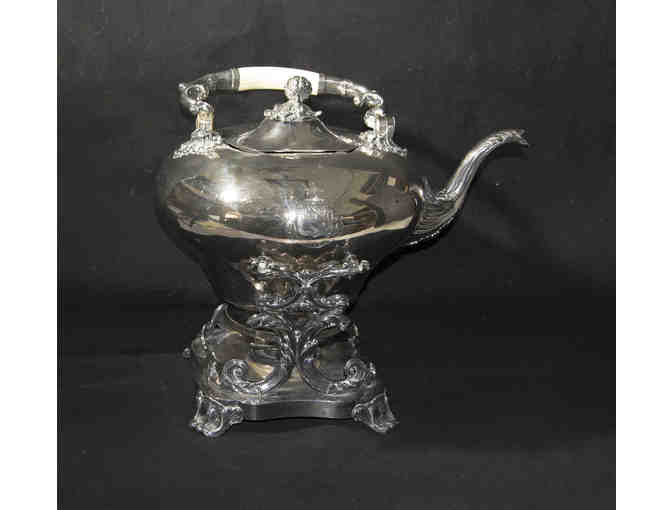 Antique Silverplate Tilting Teapot with Warmer Stand - Photo 1