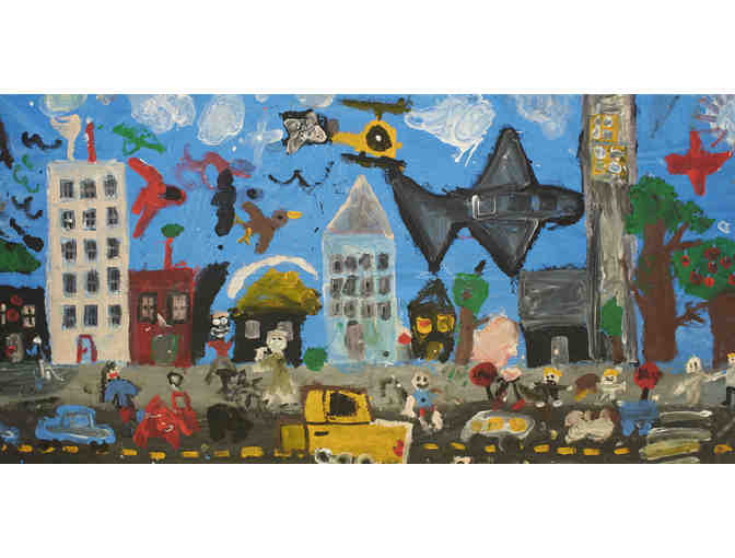 2nd Grade Artwork - The Neighborhood, 2017, acrylic on canvas, 29 x 58 inches