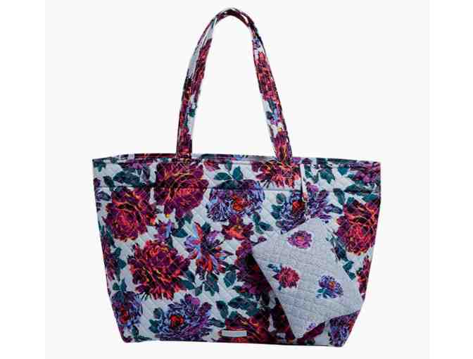 Vera Bradley Neon Blooms Large Tote and Pouch