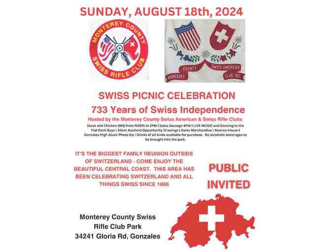 Monterey County Swiss American Picnic Celebration Pair of Tickets