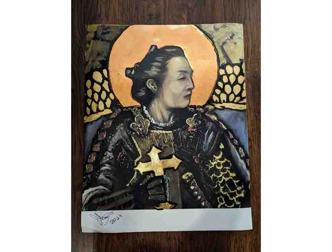 19.5" x 22.5" Gold Embossed (Paint Overlay) Print of Bl. Justo Takayama (Samurai Saint) - Photo 1